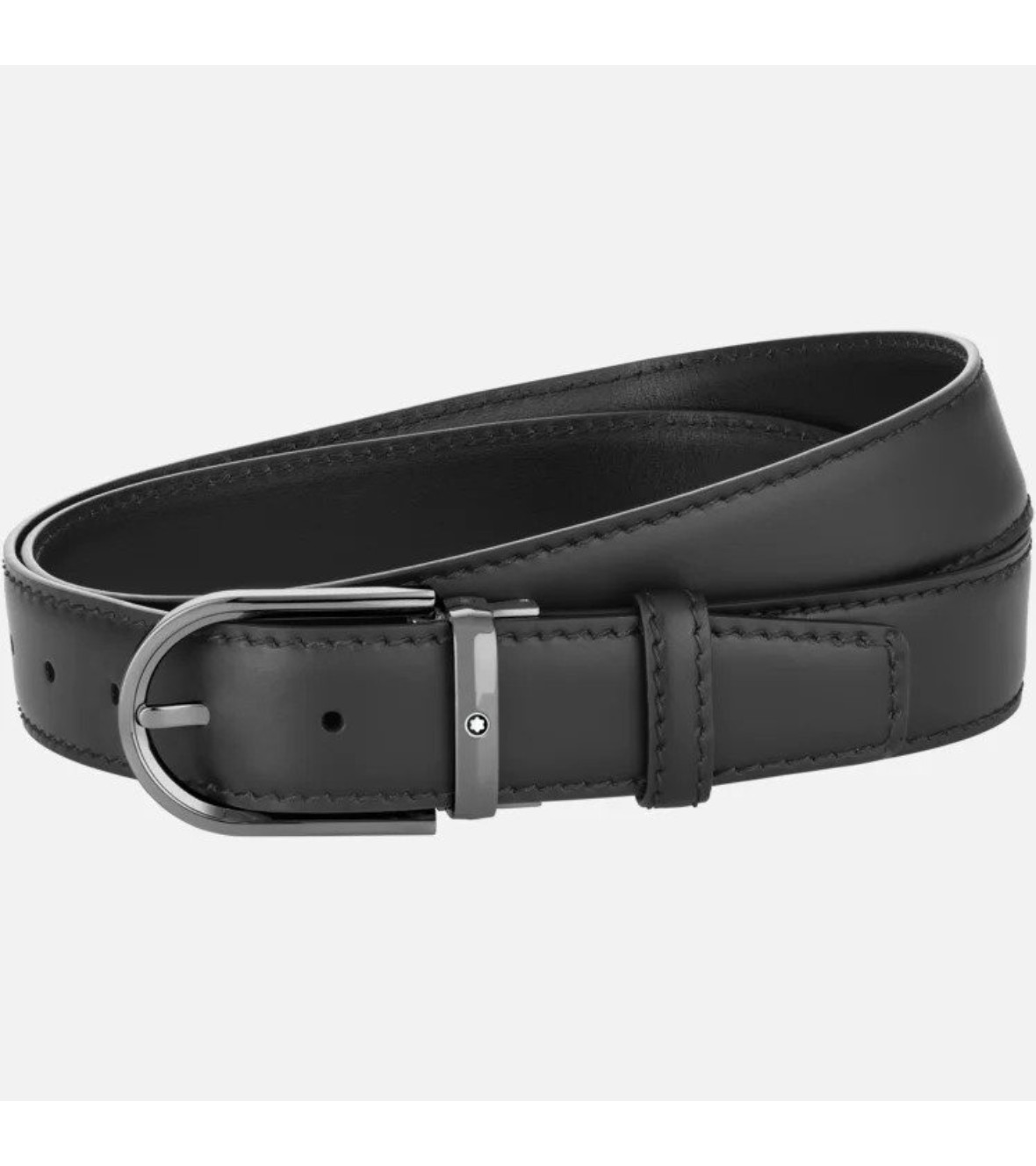 Horseshoe Buckle Black 35 mm Leather Belt 128770